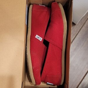 TOMS Classic Red Canvas Slip-Ons